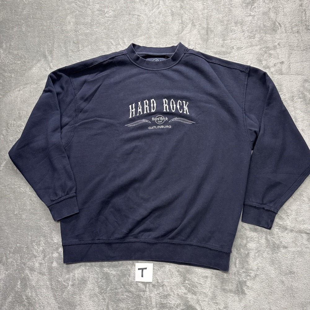 Hard Rock Cafe Gatlinburg Size XL Dark Blue Navy Crew Neck Pullover Sweatshirt